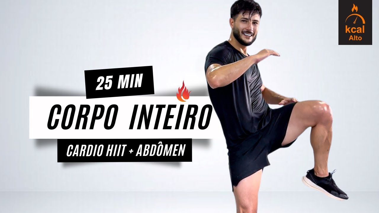 Treino CARDIO HIIT intenso de 25 minutos para queimar gordura - corpo inteiro, em casa
