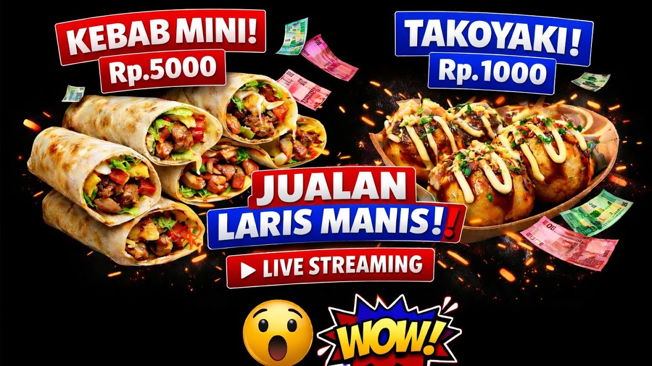  live jualan kebab mini & takoyaki Di kerubutin bocil-bocil😃😃