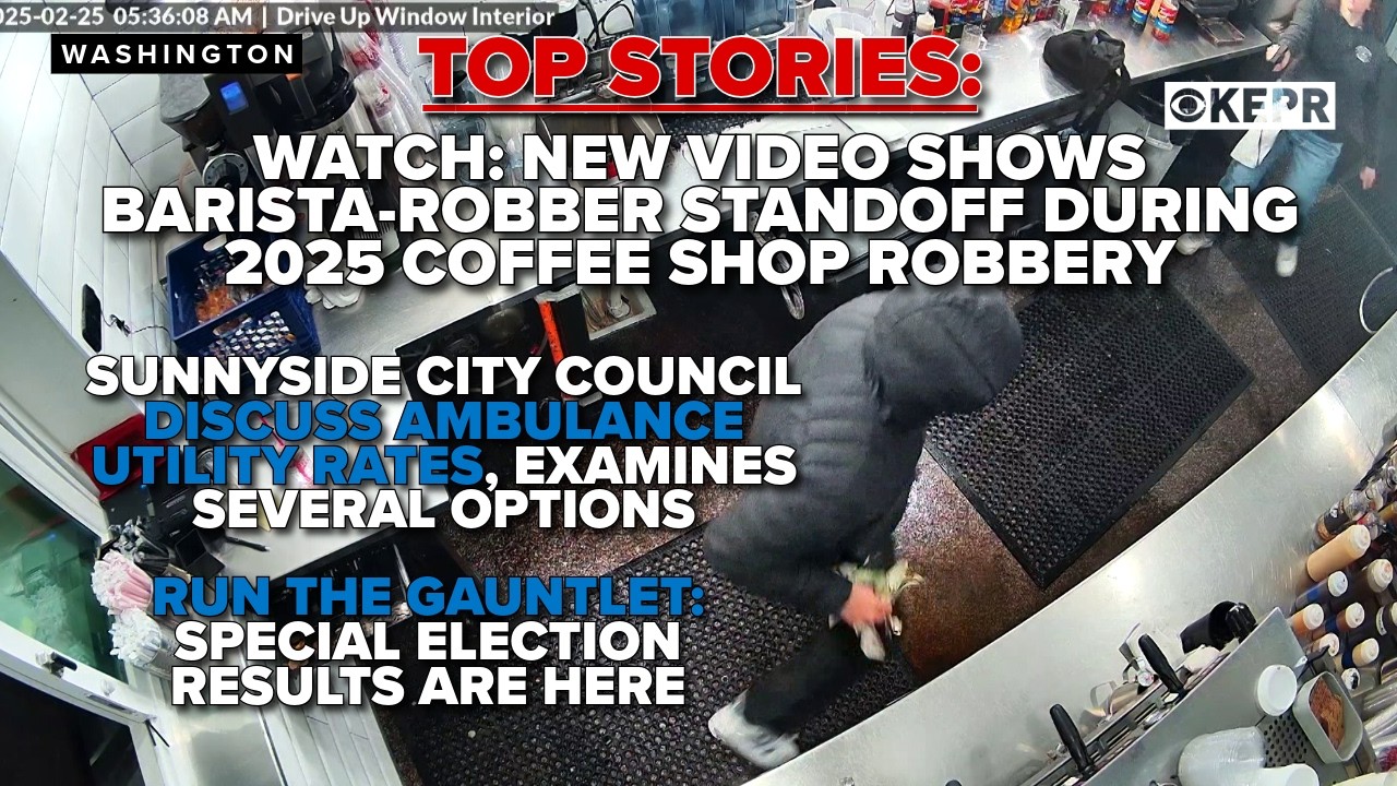 ГЛАВНЫЕ НОВОСТИ: Видео вооруженного ограбления в кофейне показывает, как бариста достает пистолет.