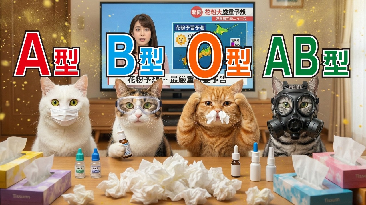 【血液型あるある】AI猫の花粉症対策の仕方🐈(偏見)【AI猫にゃんダフル】
