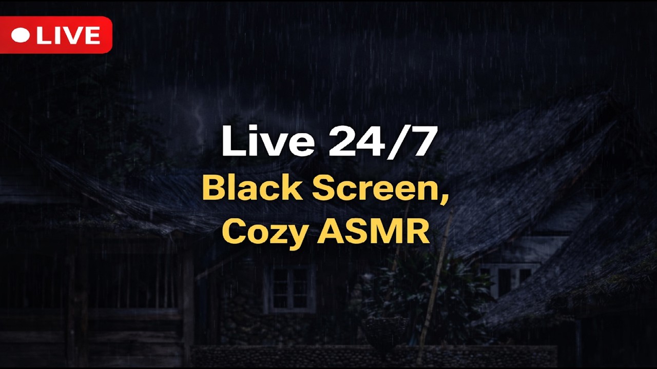 Rain Sounds for Deep Sleep 🌧 24/7 Live | Black Screen | Heavy Rain