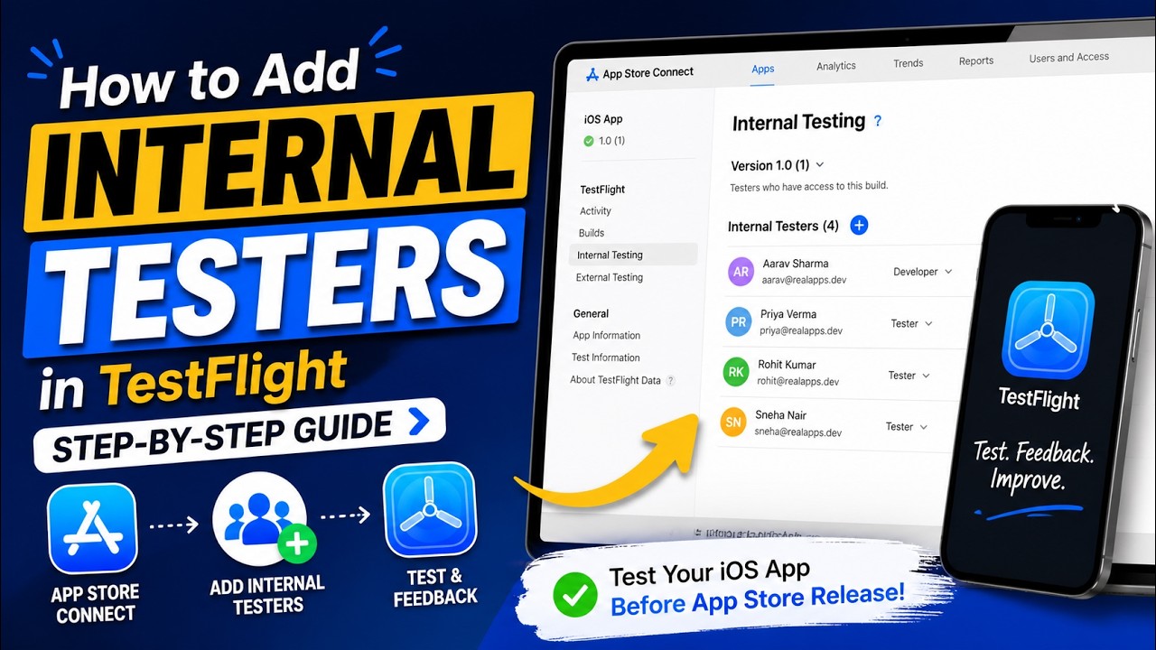 Как добавить внутренних тестировщиков в TestFlight (App Store Connect) | Руководство по тестирова...