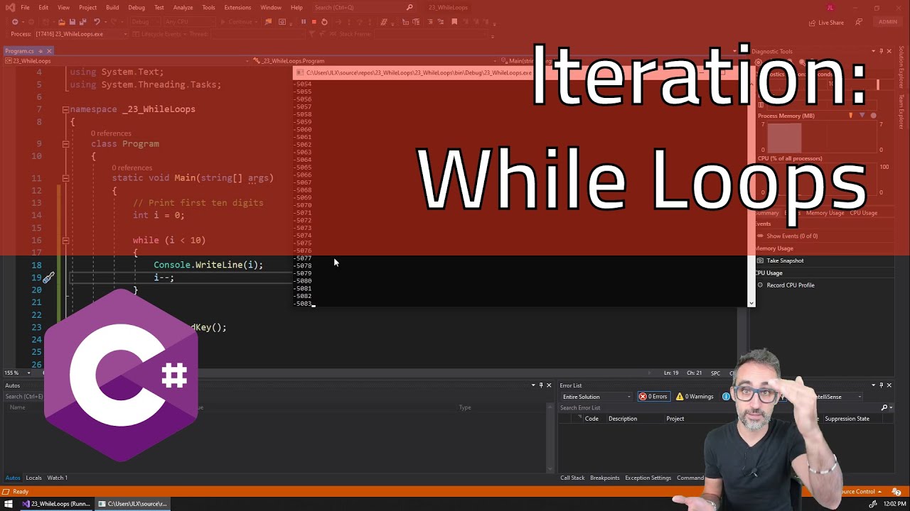 6.1 Iteration: While Loops - Learning C#