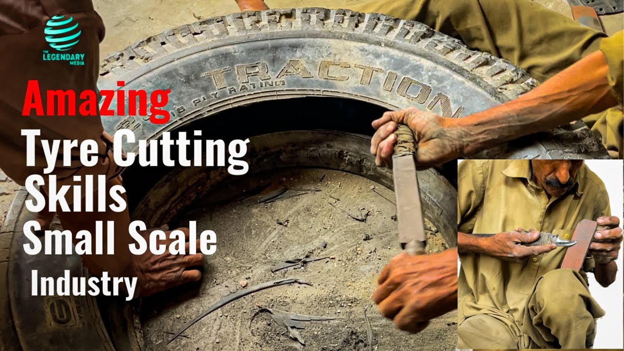 Old Tyre Cutting Process | Old Truck Tyre | Tire Recycling | Manual Tools | Scrap Tire Cutting