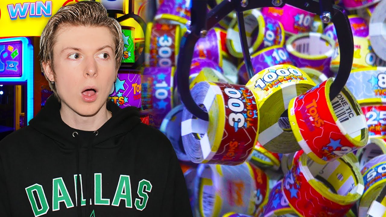I WON ALL THE TICKETS FROM THE CLAW MACHINE! (BIG JACKPOT WIN)