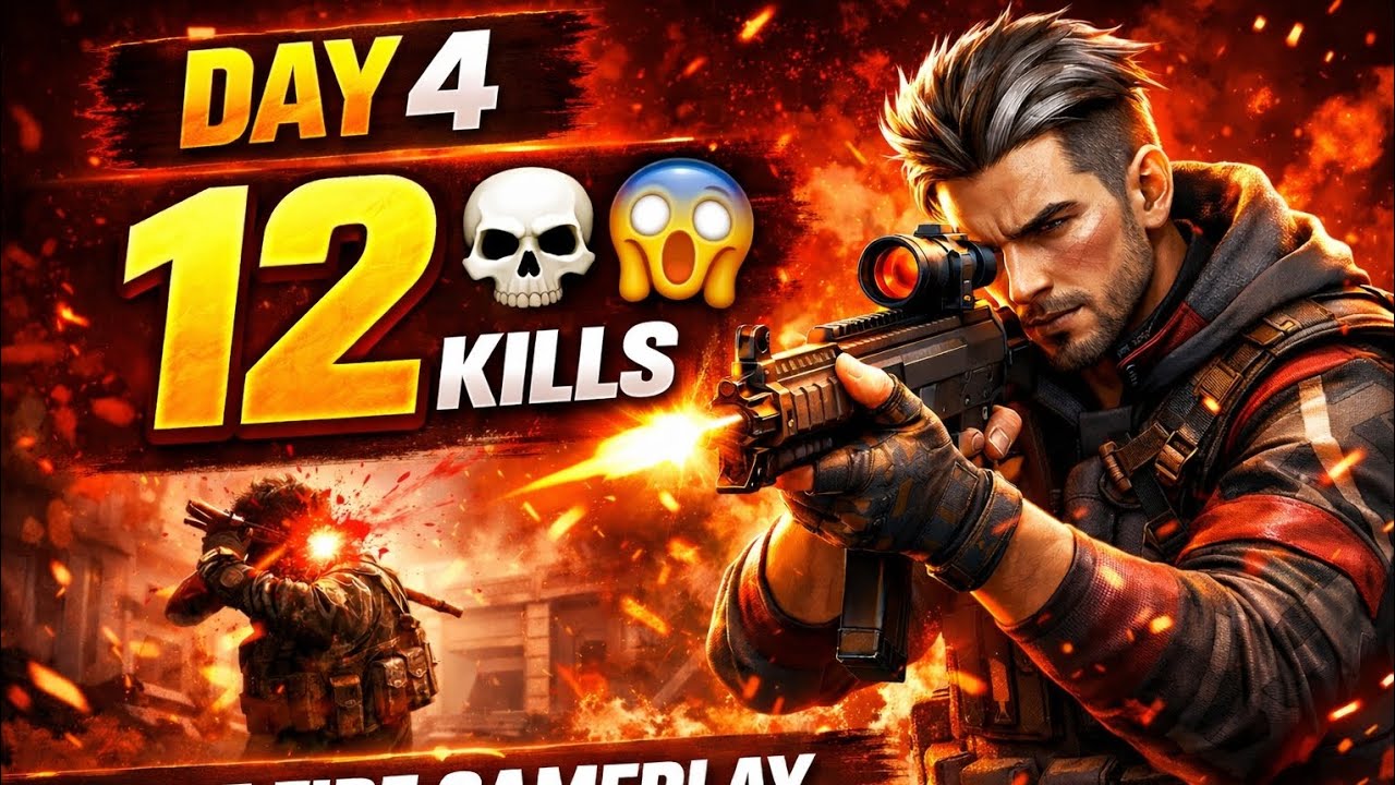 Day 4 Free Fire Gameplay 🔥  Aaj ke match me maare 12 kills 😱  #freefire #hillingbattelbooyah #viral 