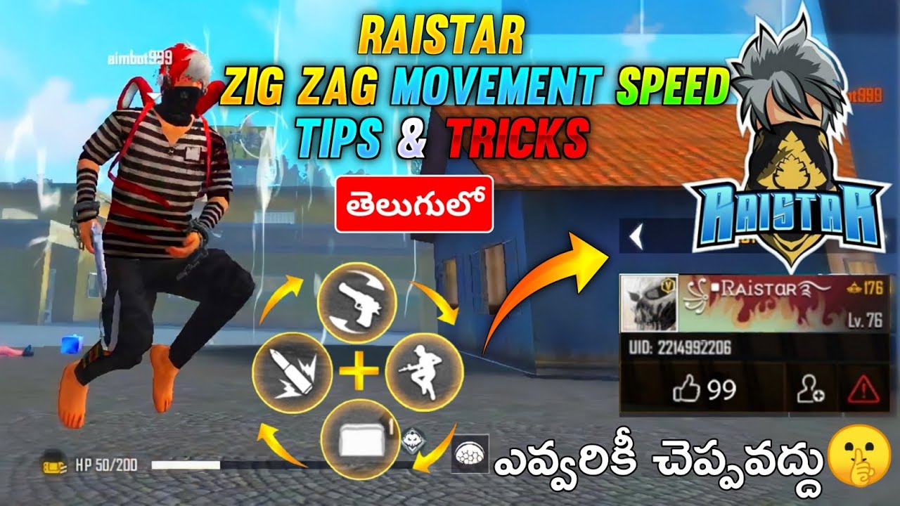 Raistar Zig Zag Movement Speed Tips and Tricks in Telugu🤯😍 | How to do Zig Zag Movement Easily 🤔🔥