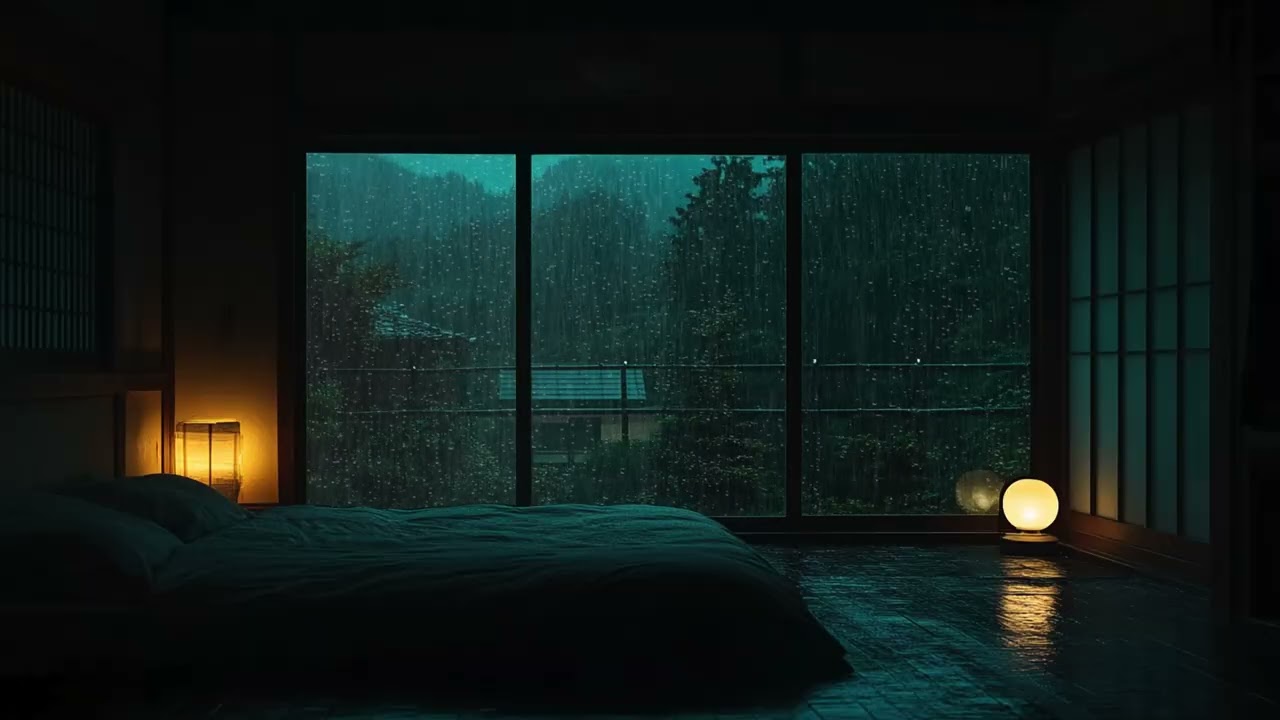 Gentle Night Rain on Window 🌧 | Dark Cozy Room for Insomnia & Relaxation (No Ads)