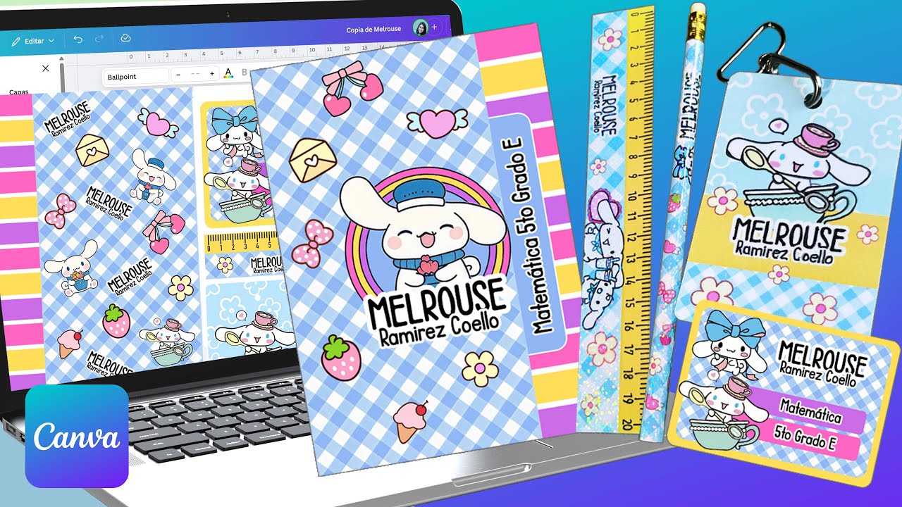 Cómo hacer ETIQUETAS y CUADERNOS ESCOLARES PERSONALIZADOS paso a paso con CANVA gratuito