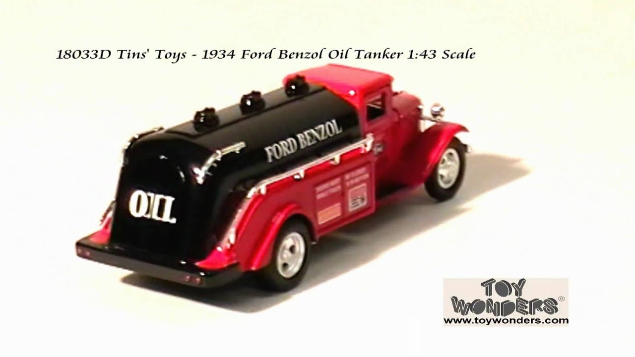18033D-Tins-Toys-1934-Ford-Benzol-Oil-Tanker-143-Diecast-Wholesale.mpg