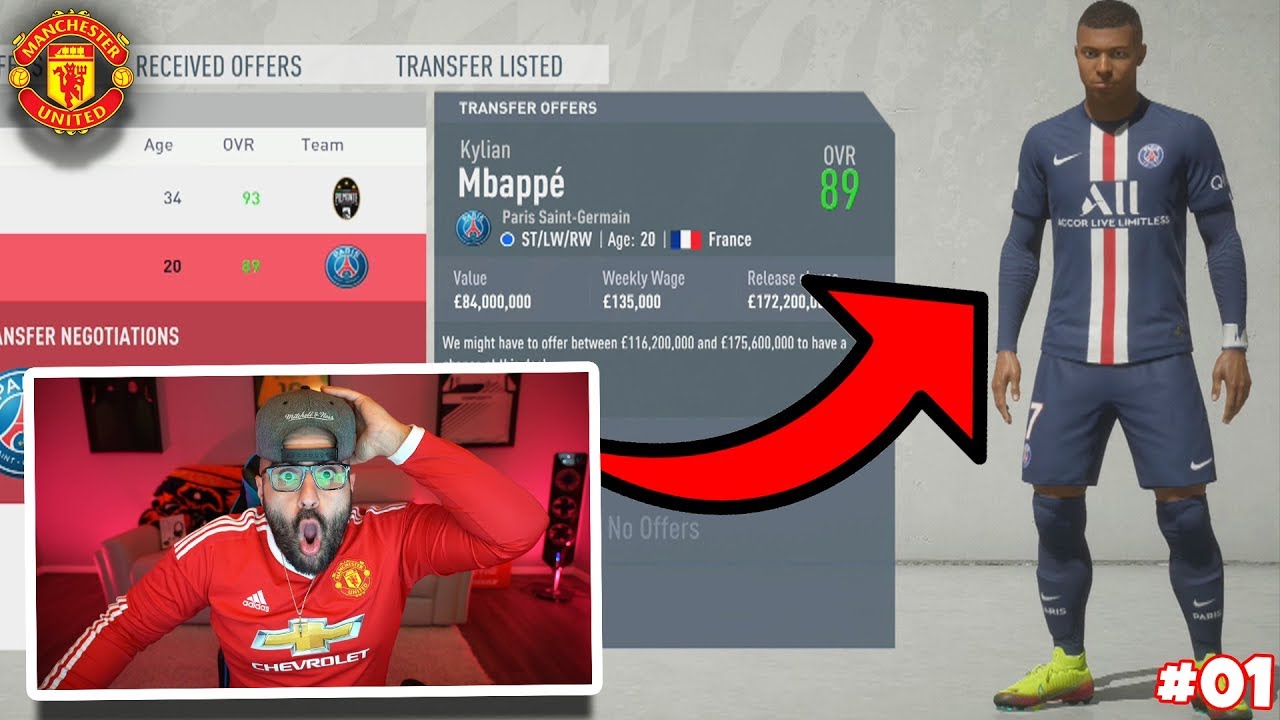 OMG $130,000,000 MBAPPE TO MANCHESTER UNITED SIGNING!! FIFA 20 Career Mode #01
