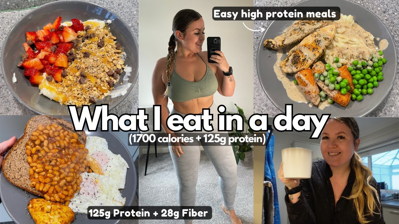WHAT I EAT IN A DAY | 1700 calories + 125g Protein | Easy meals in a calorie deficit