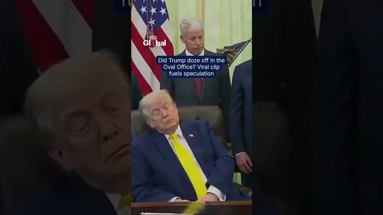 U.S. President Donald Trump Caught Sleeping During An Oval Office Event