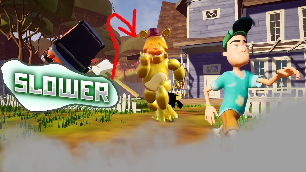 I'M FASTER THAN FREDBEAR! Hello neighbor fredbear mod