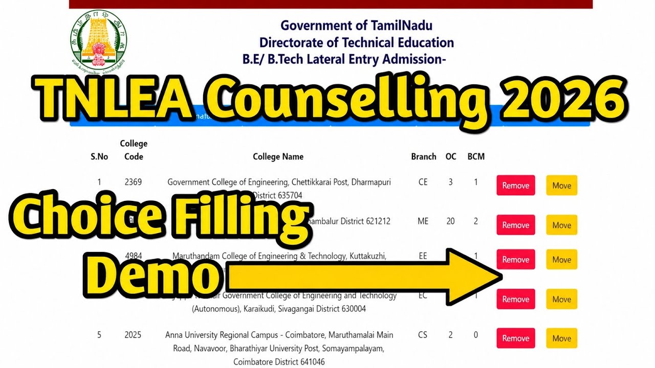 TNLEA Counselling 2026 Choice Filling Demo |How to Fill College Choices Step by Step|Full Live Guide