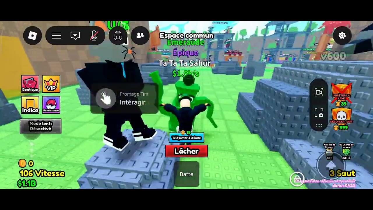 Échappé à la lave pour des brainrots 