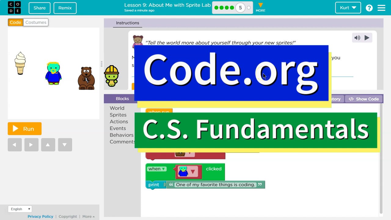 Code.org Course E Lesson 5.5 Mini-Project: About Me | Answer Tutorial | CS Fundamentals