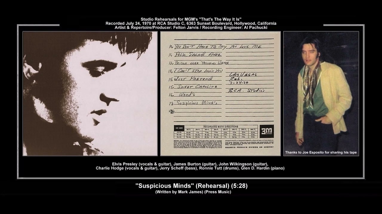 *(1970) RCA ''Suspicious Minds'' (Rehearsal) Elvis Presley