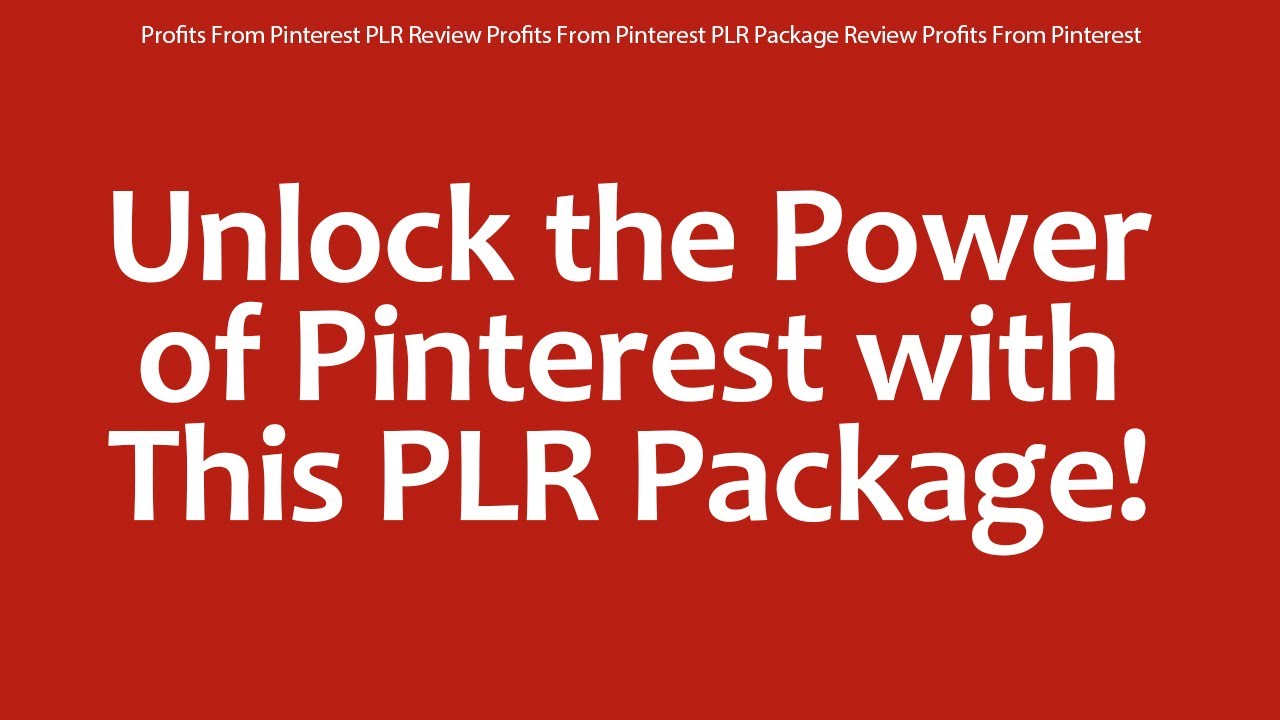 Profits From Pinterest PLR Review Profits From Pinterest PLR Package Review Profits From Pinterest