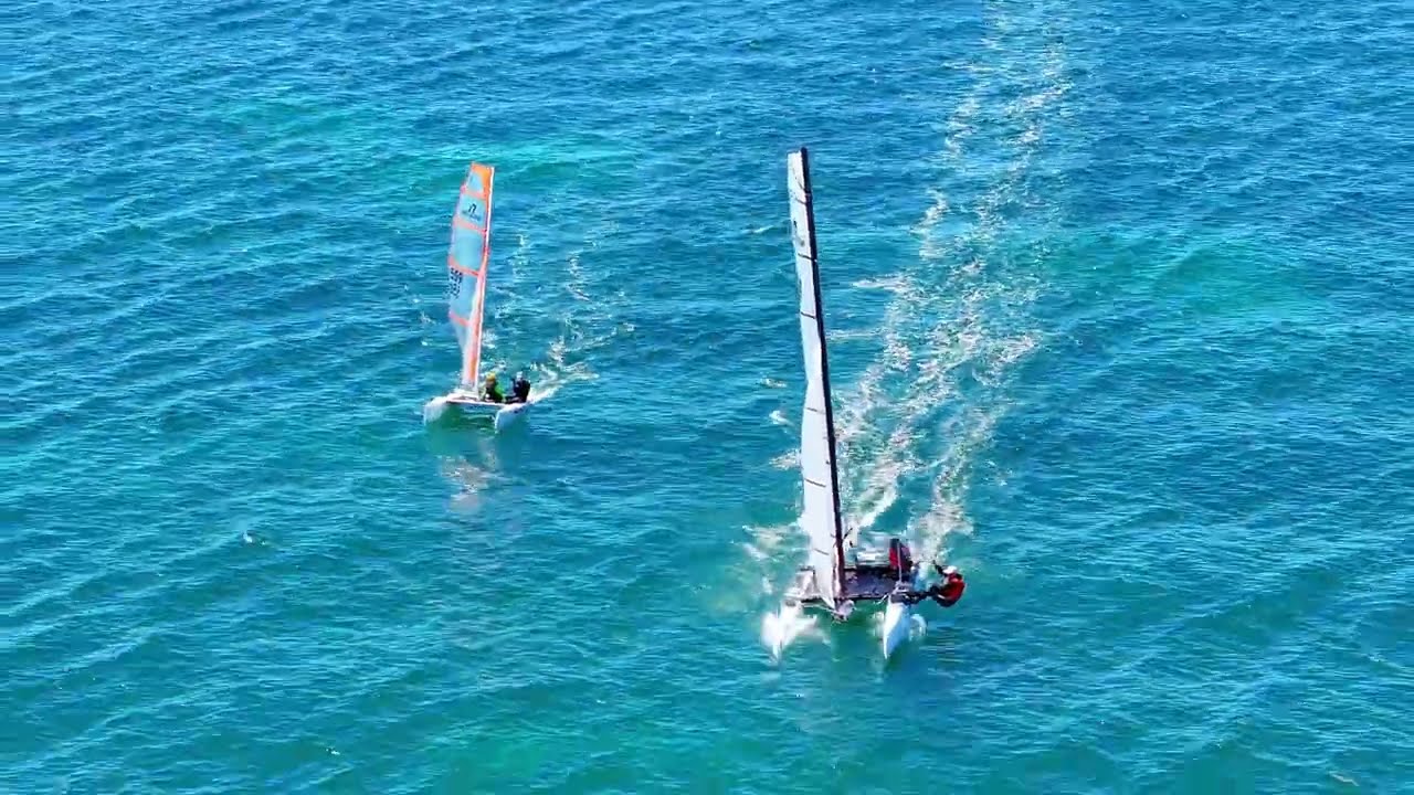F18 CATAMARANS FLY! 🚀 WAXIT Race Drone Footage | Jervoise Bay Sailing Club
