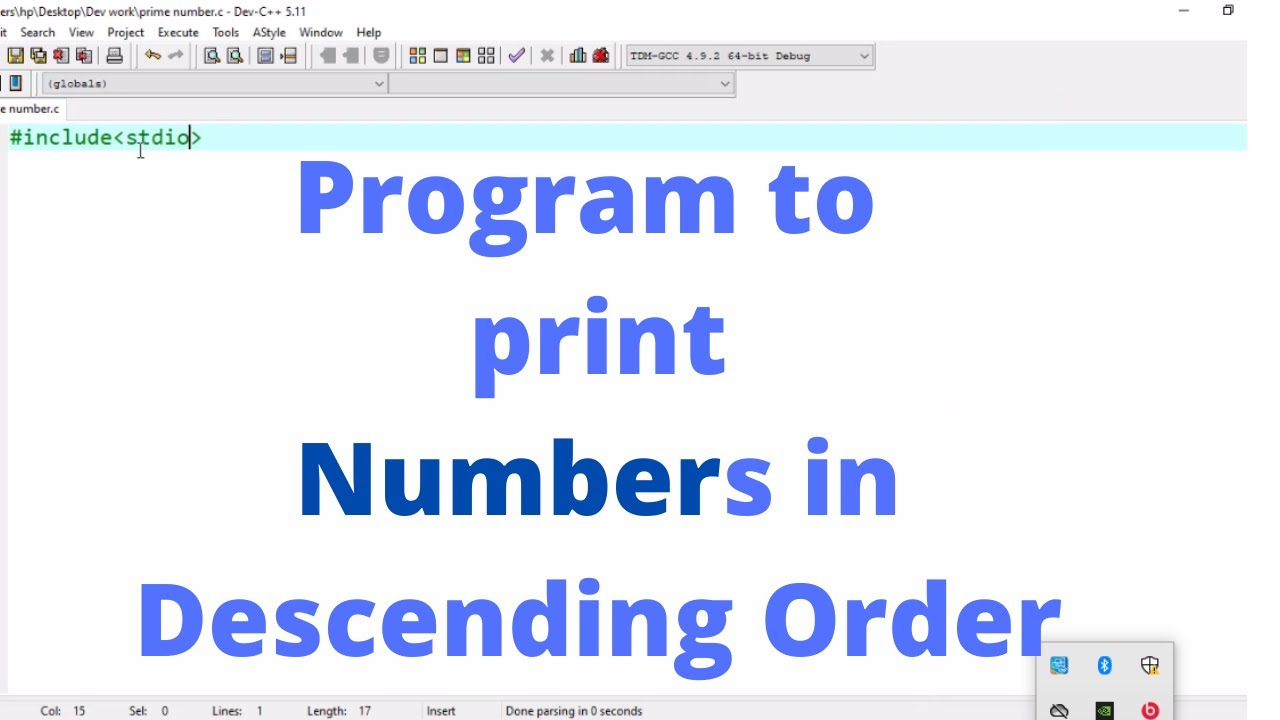 Sorting in descending order in C