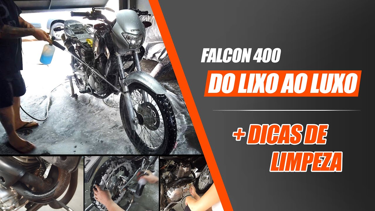 FALCON 400 DO LIXO AO LUXO S&Oacute; NA LIMPEZA + DICAS DE COMO LAVAR SUA MOTO