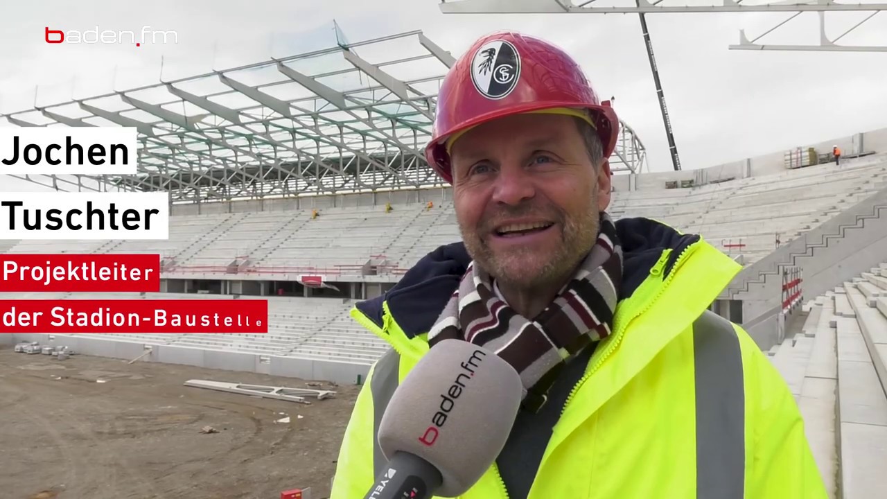 Bauarbeiten am neuen Fußballstadion für den SC Freiburg im Zeitplan