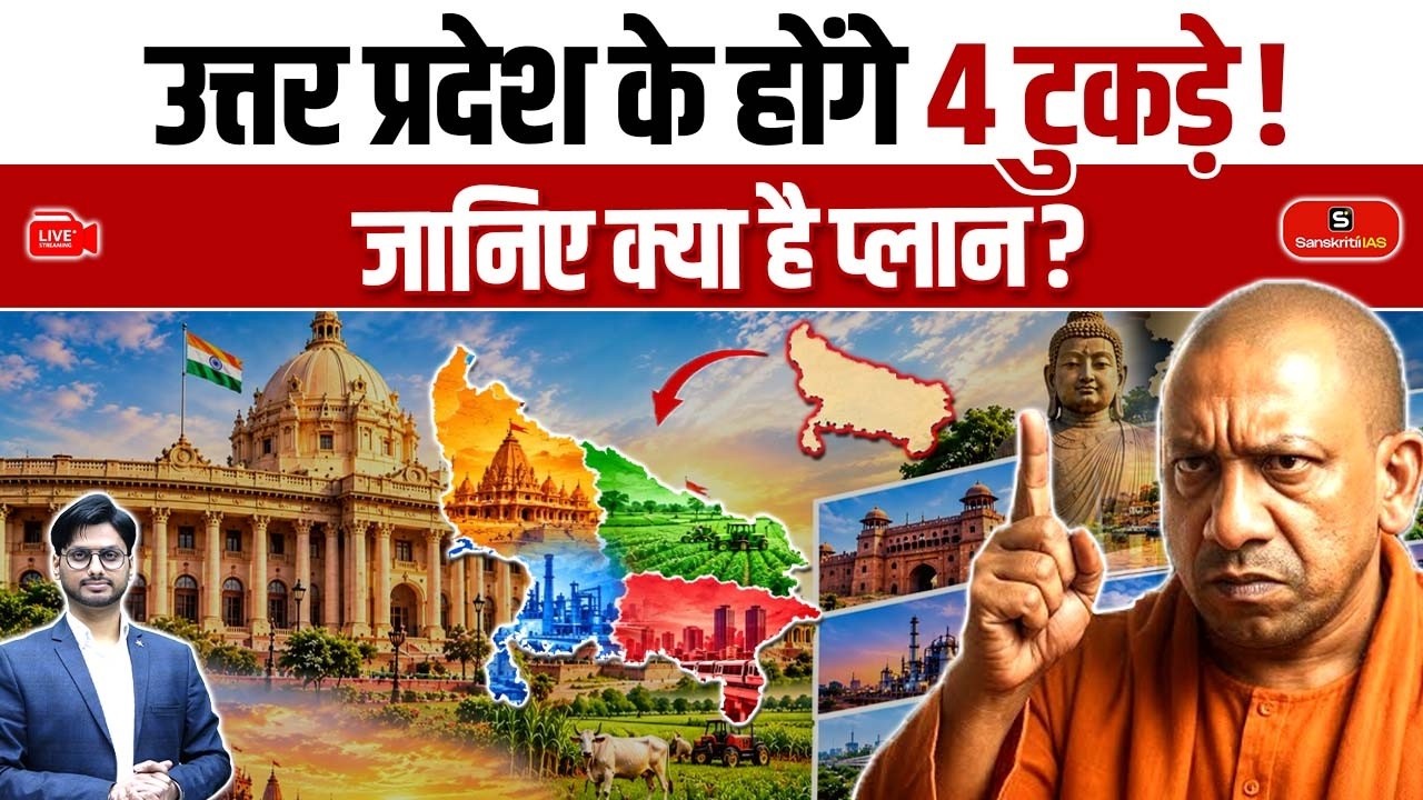Uttar Pradesh to Be Divided into 4 States? | Uttar Pradesh 4-State Plan Explained | Sanskriti IAS