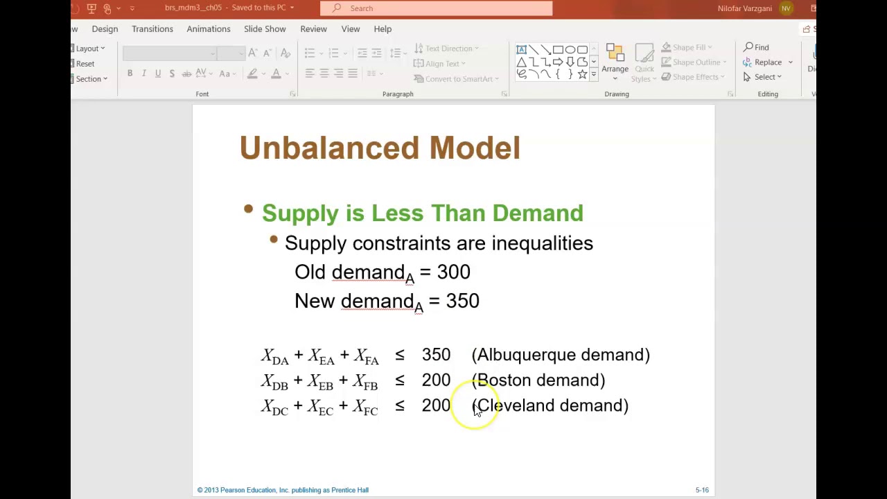 Unbalanced Transportation Model