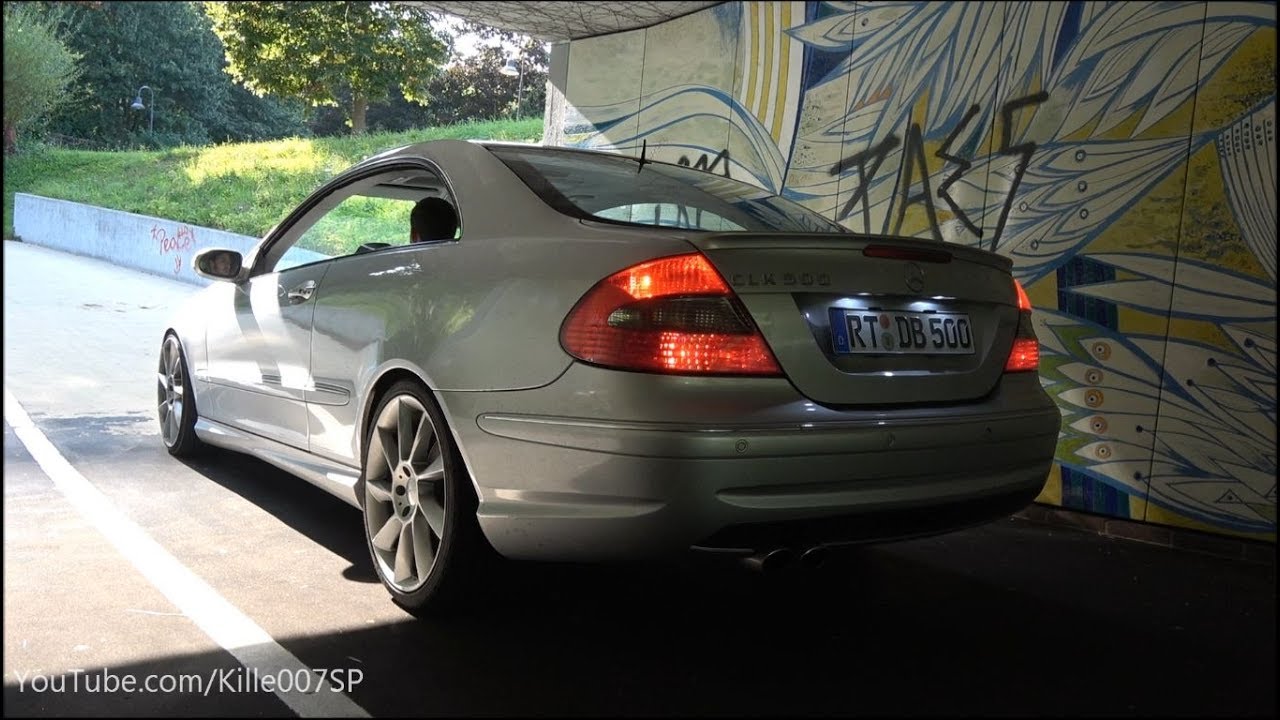 Mercedes CLK500 with AMG Exhaust burnout, revs & sounds 1080p