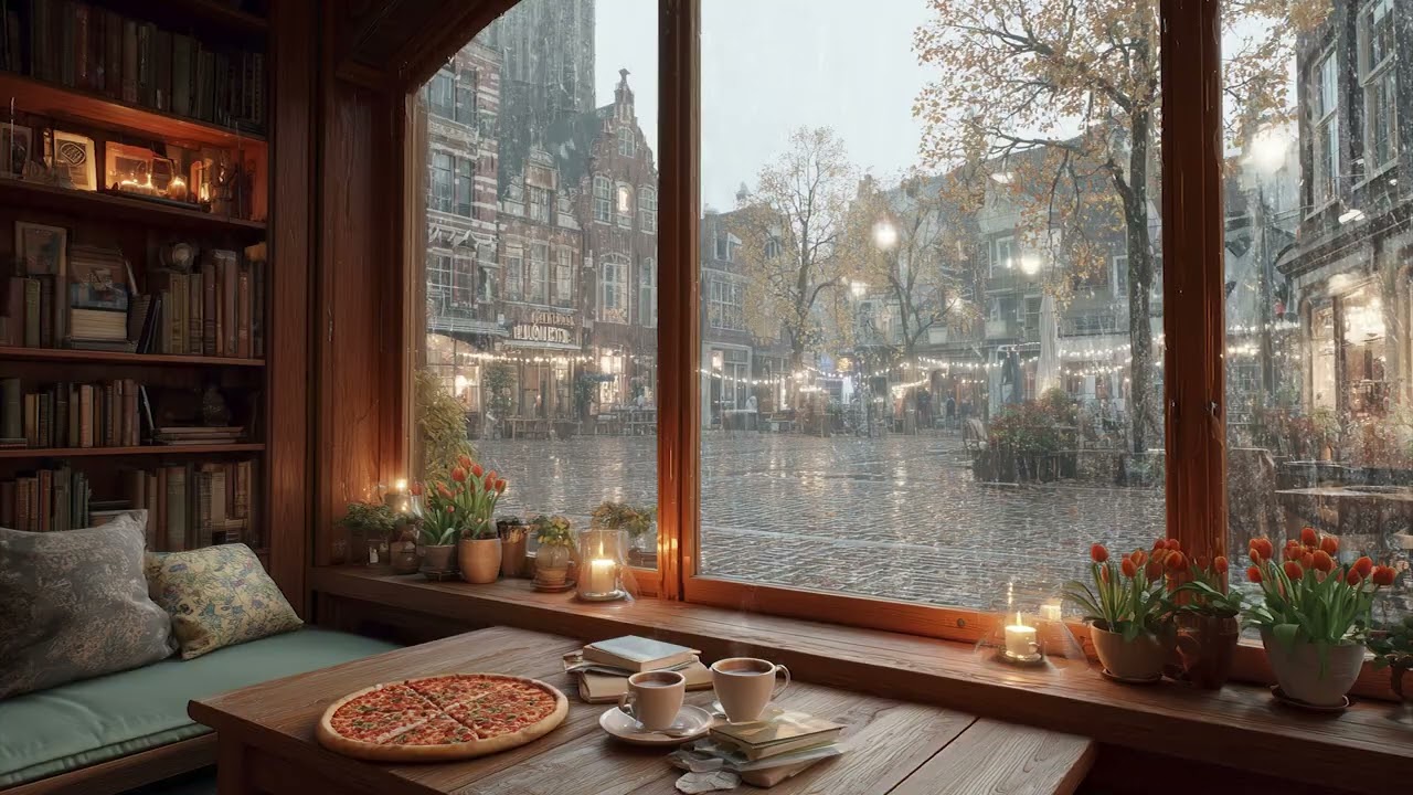 Gentle Rain Outside a Cozy Café | Peaceful Window Ambience for Deep Sleep