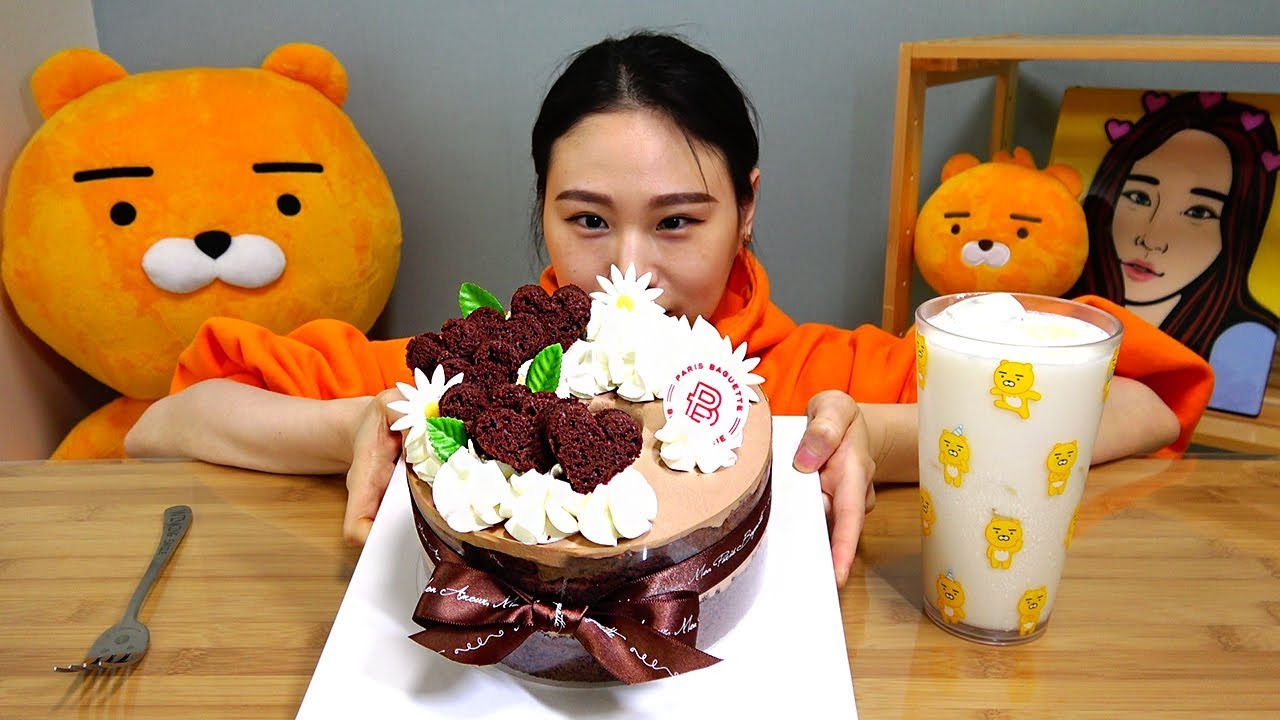 우유생크림초코쉬폰케이크 먹방 Mukbang