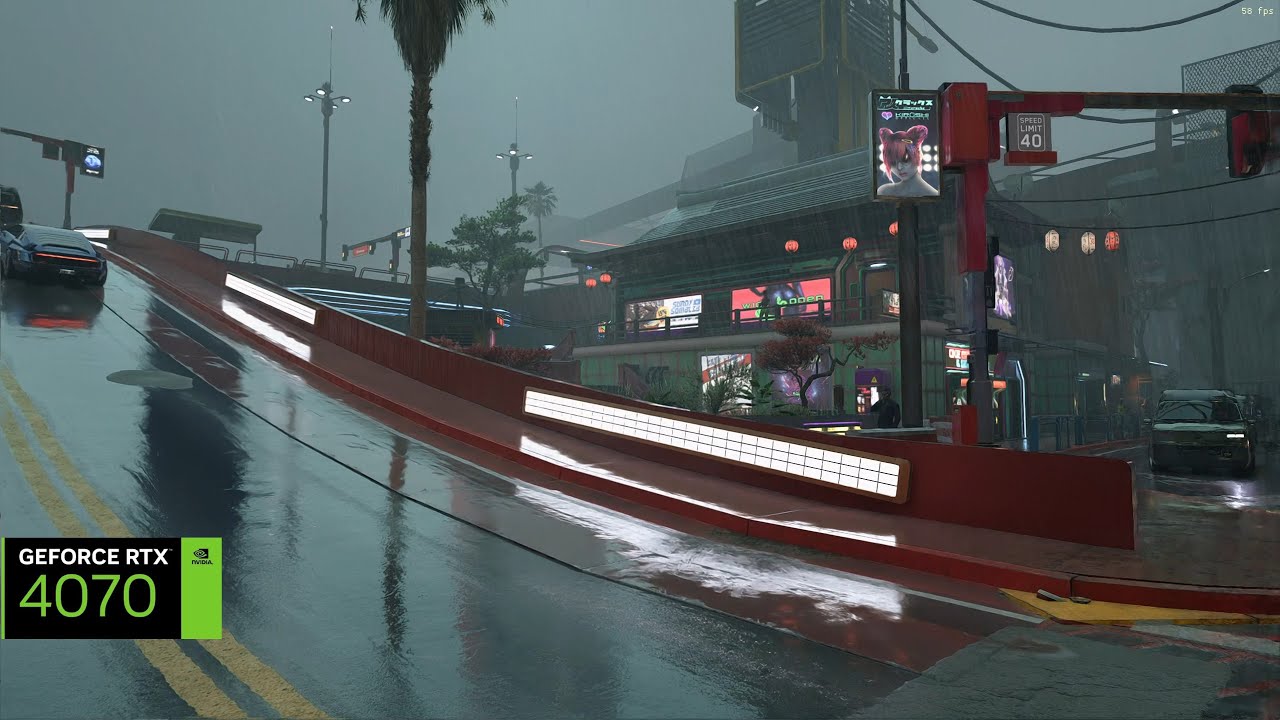 Cyberpunk 2077 | Realistic graphics/reshade showcase | Walk around Cherryblossom market during rain