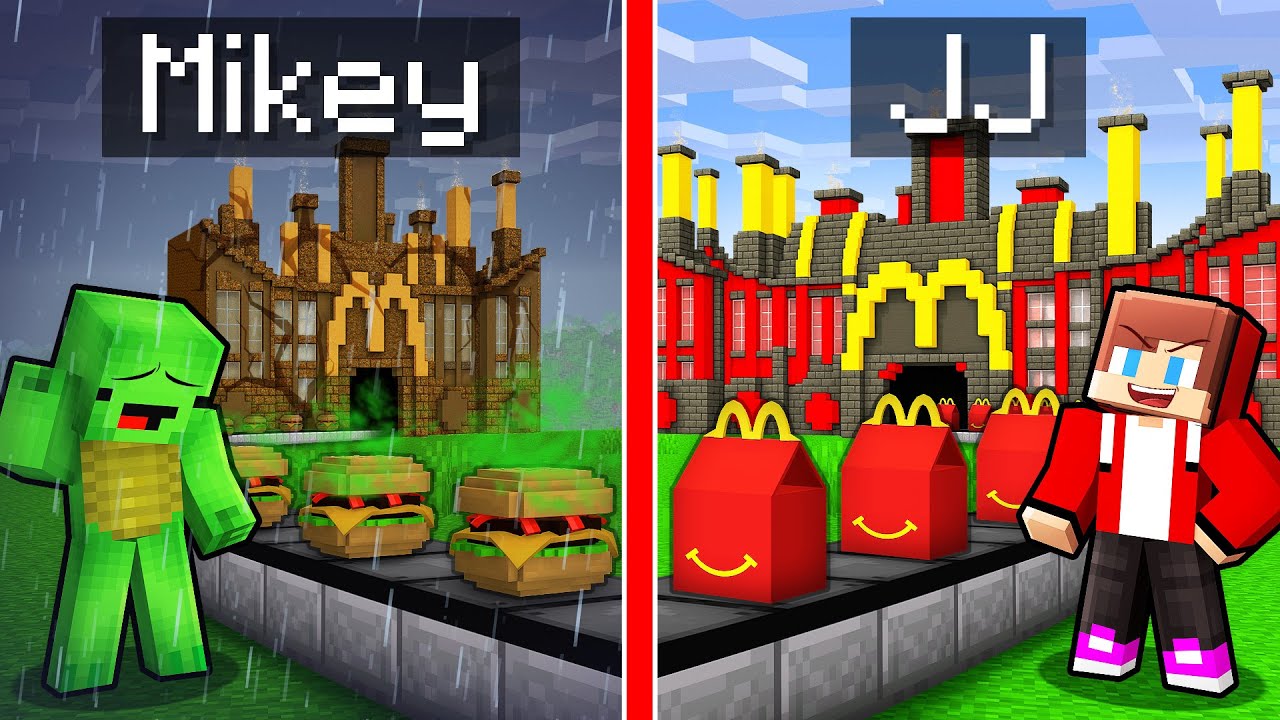 Mikey vs JJ Mcdonalds Factory Battle in Minecraft (Maizen)