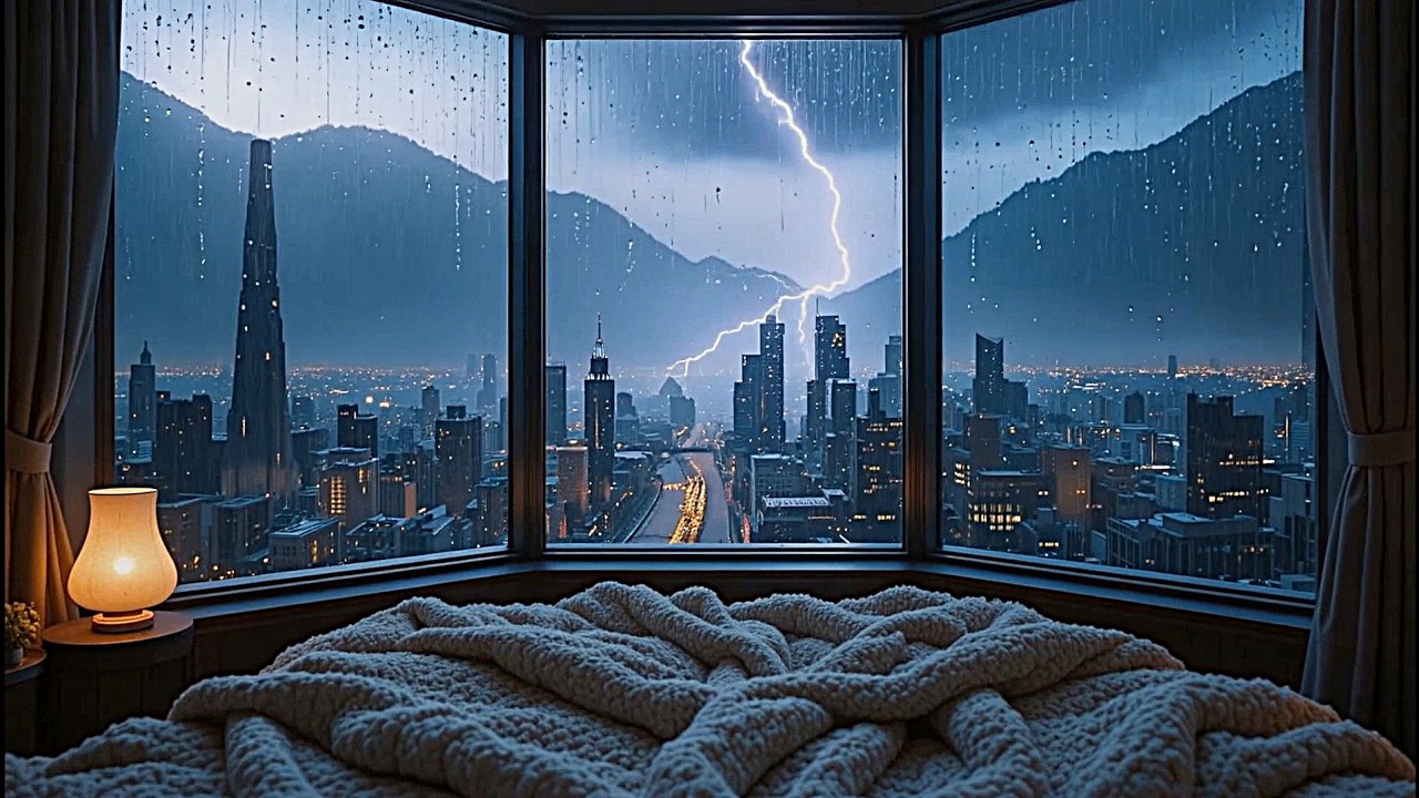 Heavy Rain on Corner Window | Instant Stress Relief & Deep Sleep Ambience 🌧️