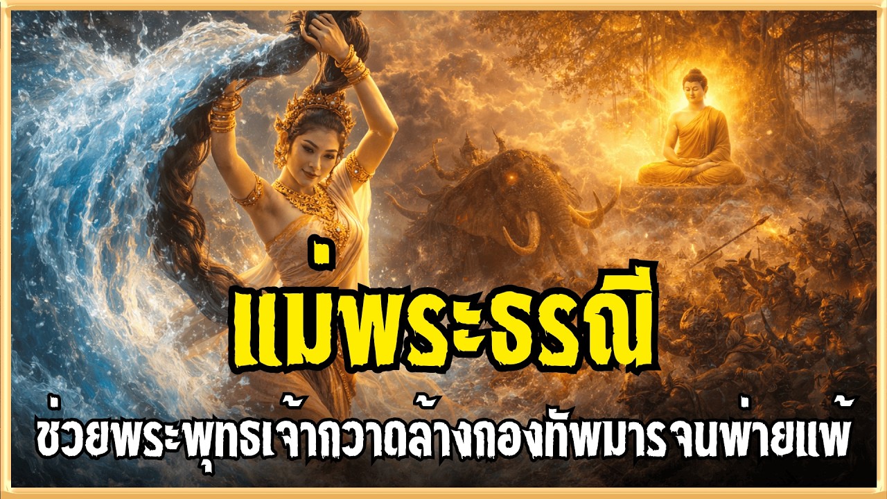 แม่พระธรณีบีบมวยผม ช่วยพระพุทธเจ้าสยบกองทัพมาร | #ตนเล่าธรรม 