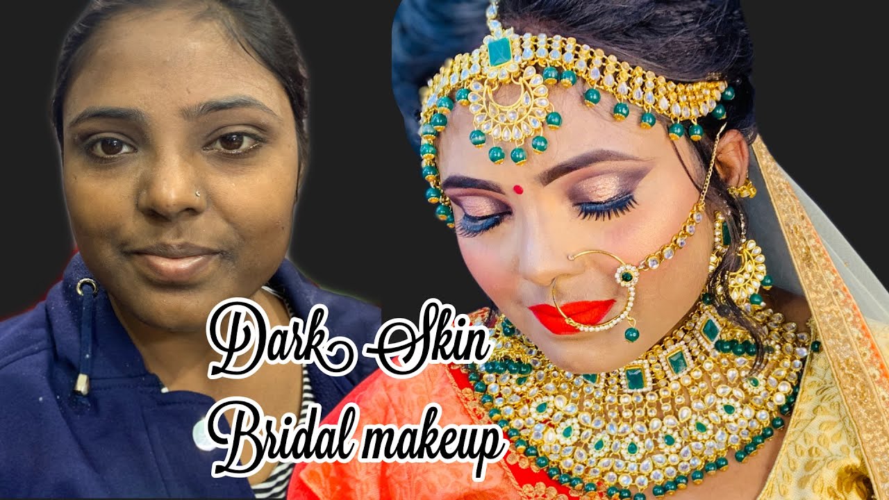 Very Dark skin bridal makeup tutorial/साँवली त्वचा पे किस तरह से करे ब्राइडल मेकअप