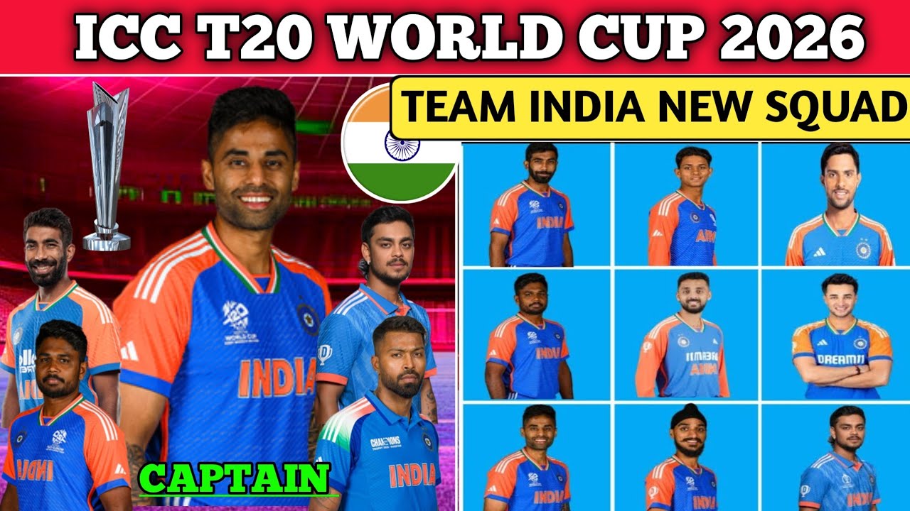 ICC T20 World Cup 2026 Team India Squad | Team India New Squad For T20 World Cup 2026 