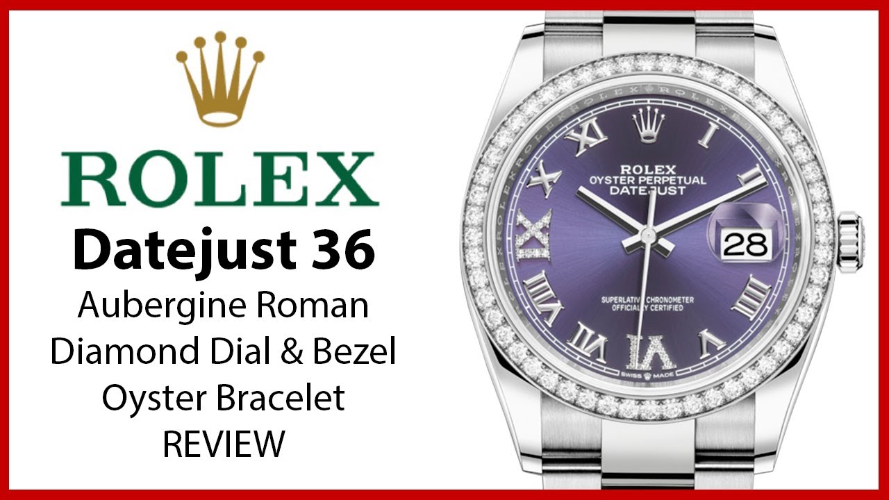 ▶ Rolex Datejust 36 Aubergine Roman Diamond Dial Diamond Bezel & Oyster Bracelet - REVIEW 126284RBR