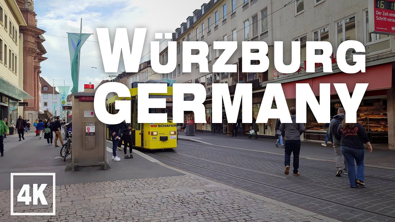 Würzburg City Center Shops 2021 GERMANY • Real Time Virtual Walking Tour Ambiance in 4K ASMR
