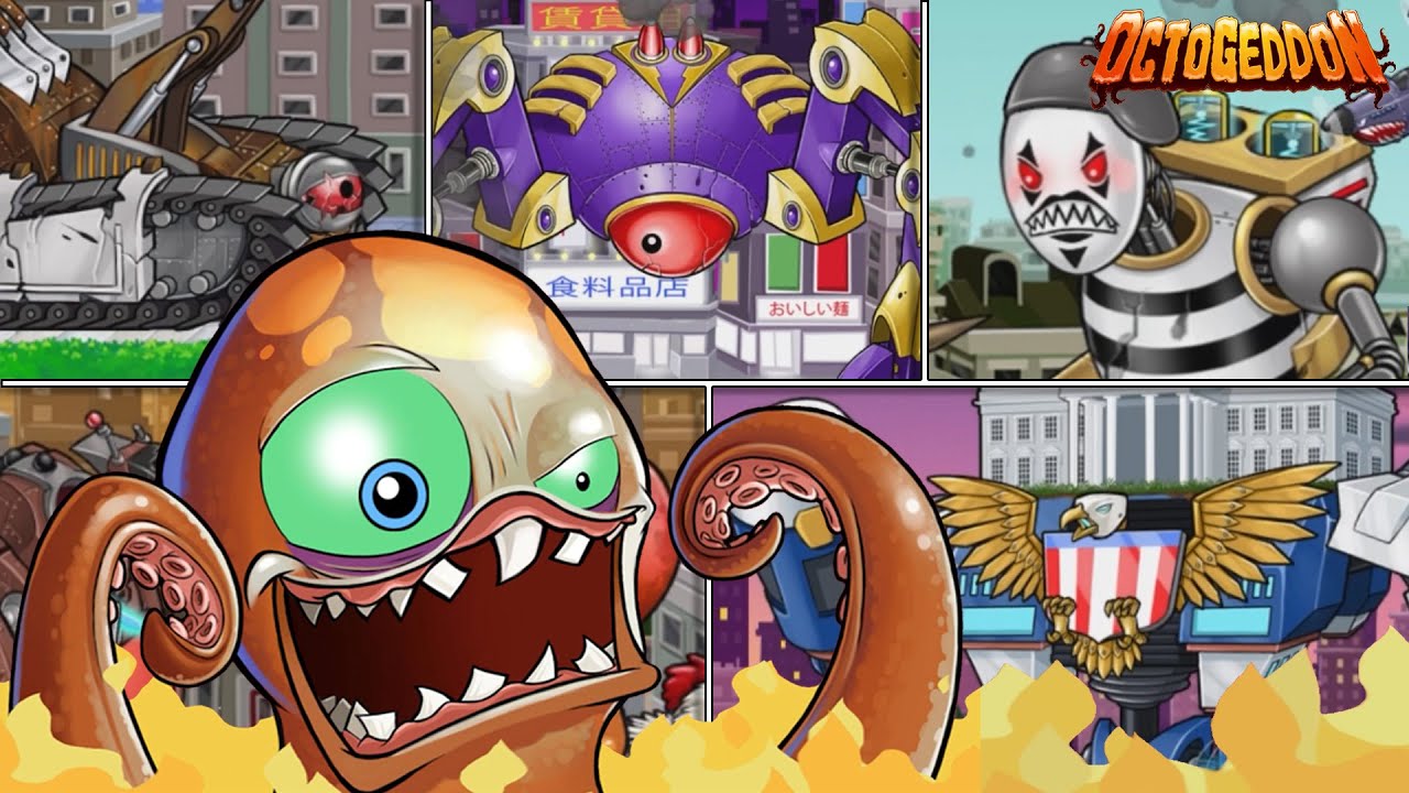 Octogeddon - All Bosses All Cutscenes