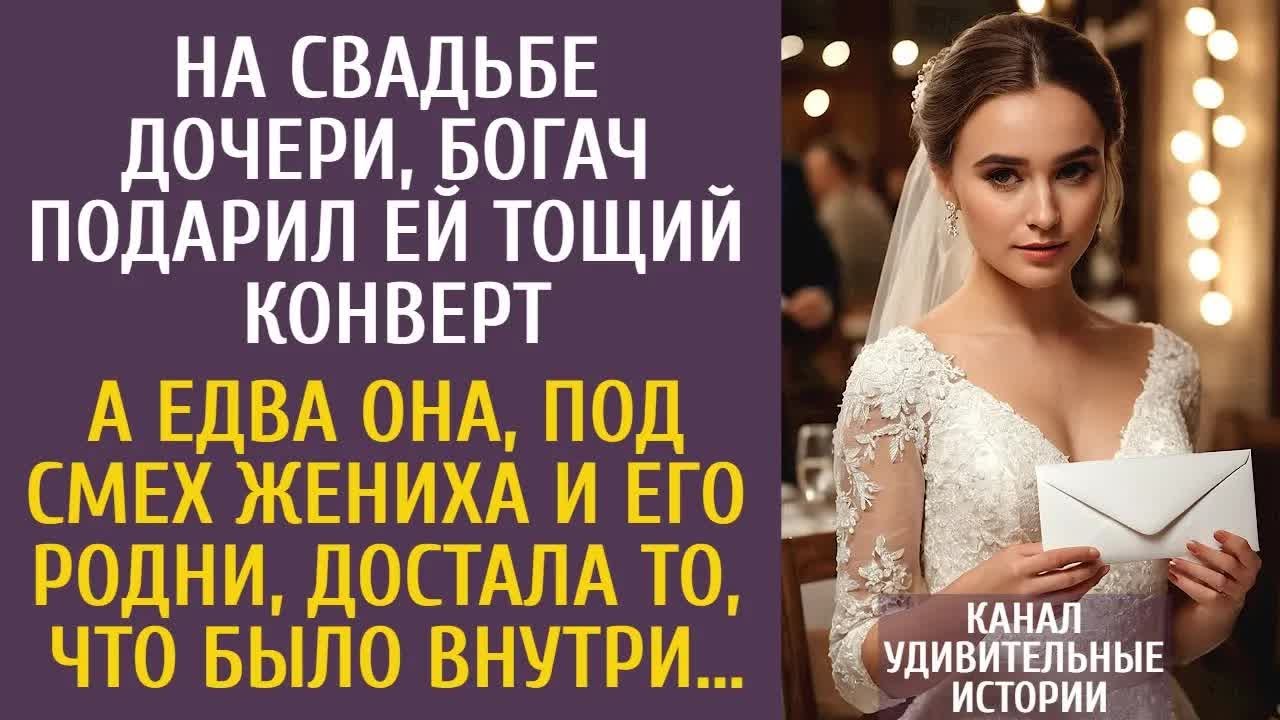 На свадьбе дочери, богач подарил ей тощий конверт… А едва она, под смех родни жениха, вскрыла его…