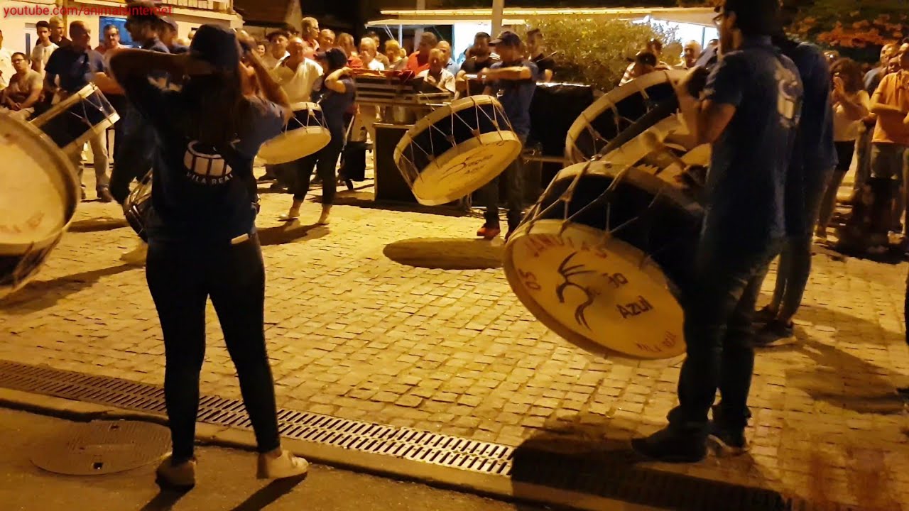 Groups of Drums. Saint Isídros's Party. Abambres, Mateus, Vila Real, Portugal. 2018-08-18. 4K UHD.