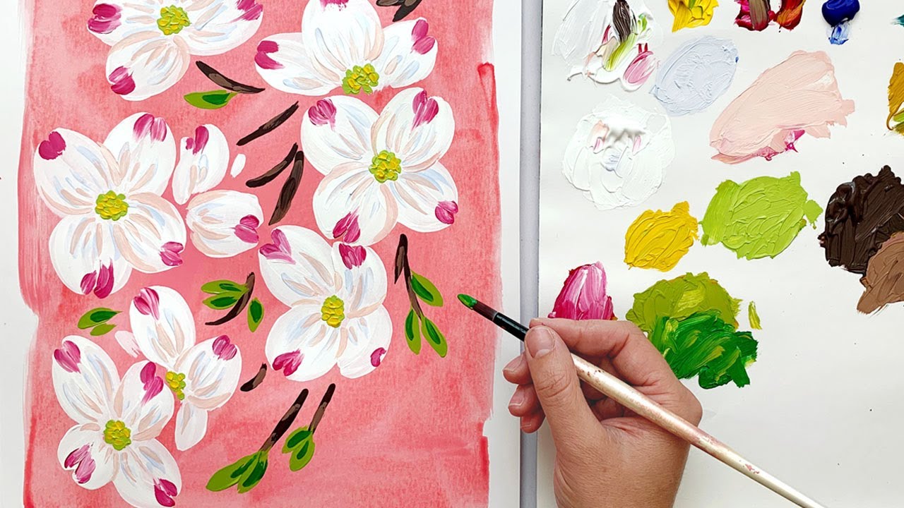 Painting Dogwood Flowers In Acrylic
