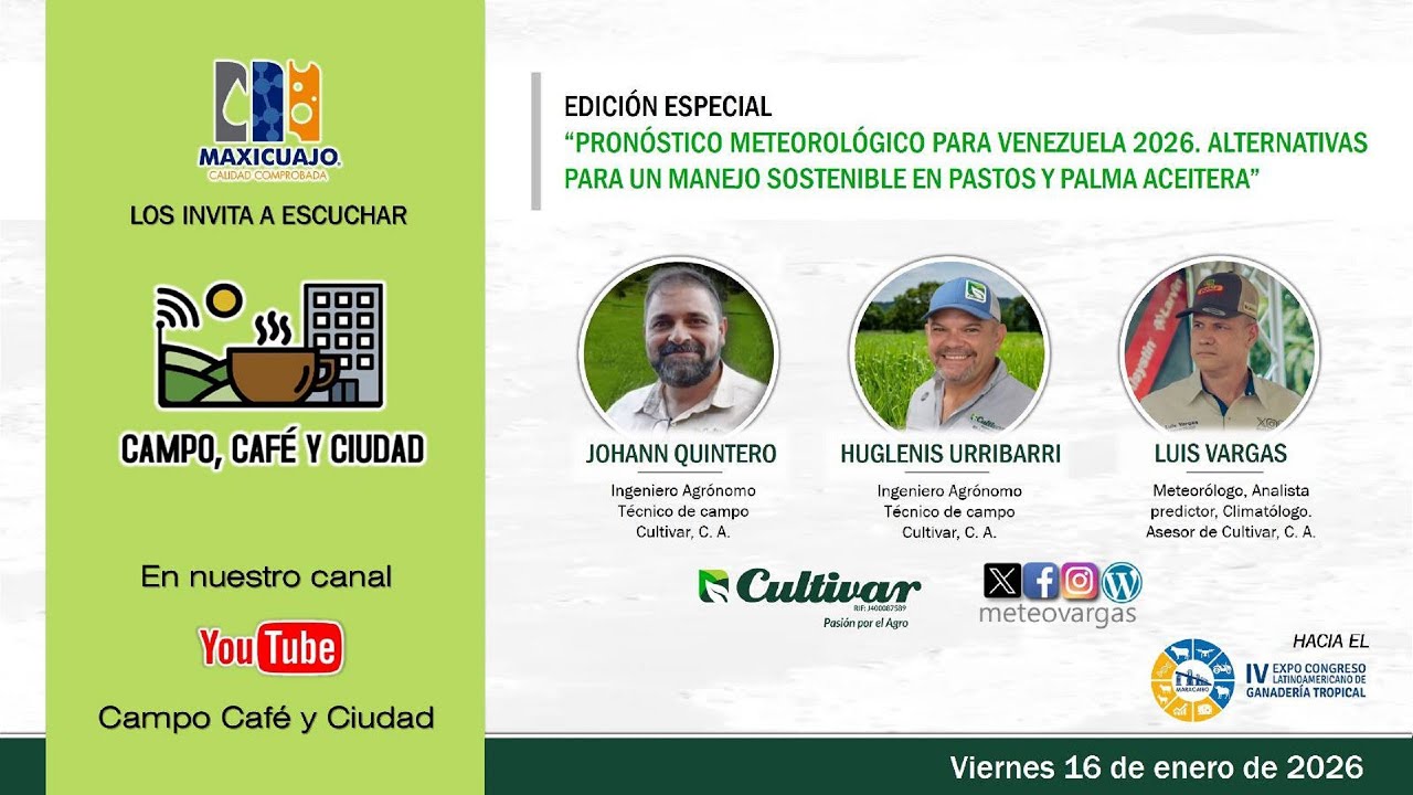 PRONÓSTICO METEOROLÓGICO PARA VENEZUELA 2026: MANEJO SOSTENIBLE EN PASTOS Y PALMA ACEITERA