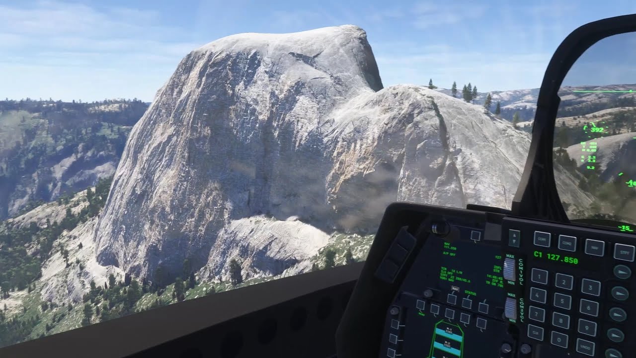 F-22 in Yosemite Valley. Microsoft Flight Simulator 2024
