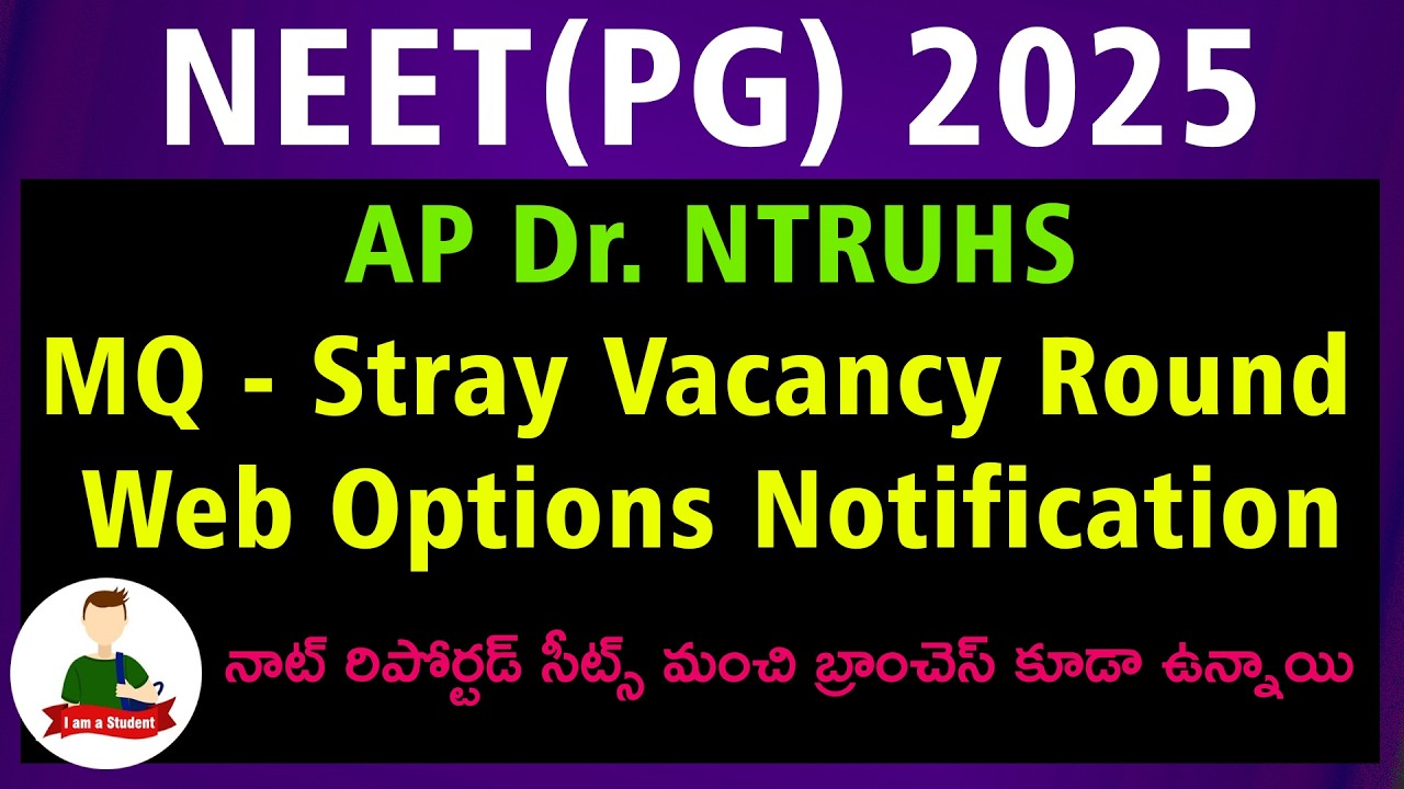 DR. NTR UHS PG MEDICAL 2025-26 — STRAY VACANCY ROUND WEB OPTIONS (MANAGEMENT QUOTA)