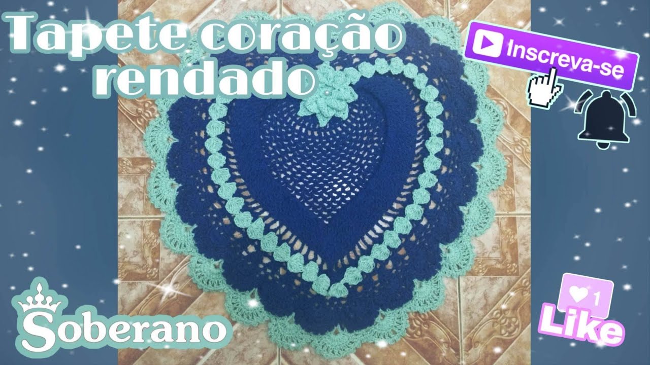 tapete Coração rendado em crochê 1/2