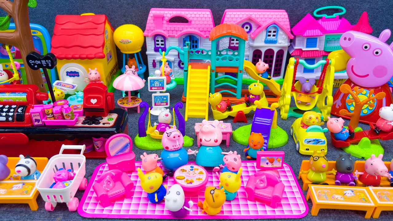20 Minutes Satisfying Unboxing Peppa Pig Family Park Playground Toys, Peppa & Friends Playset Review