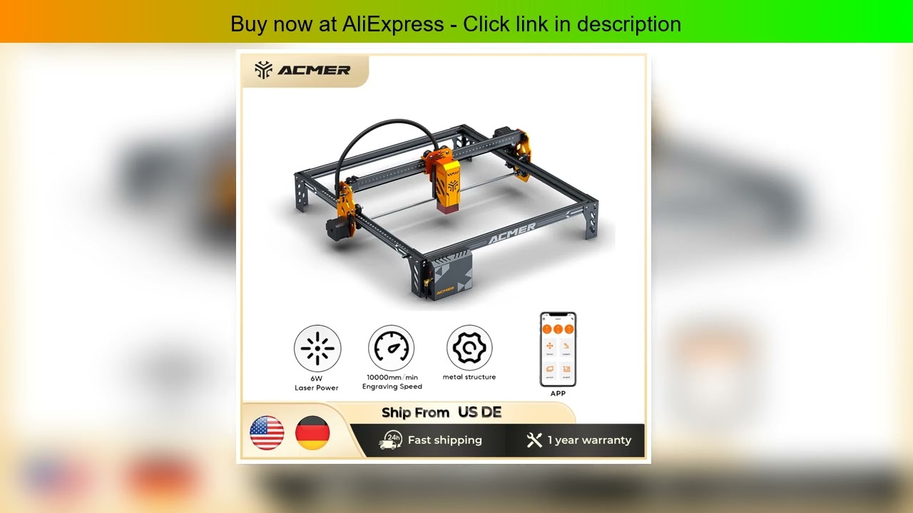 ACMER P1 S Pro 6W Laser Engraving Machine With Honeycomb Board Ultra-thin Laser Acrylic Engraver Cu